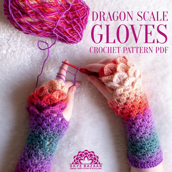 Dragon Scale Gloves Crochet Pattern PDF